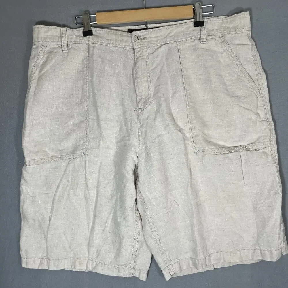Old Navy Surplus Linen Beach Boho Casual Beige Shorts Men 40‎